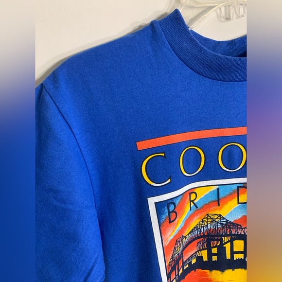 Vintage 1989 Charleston, SC Cooper River Bridge single stitch blue t-shirt EUC - Picture 5 of 9